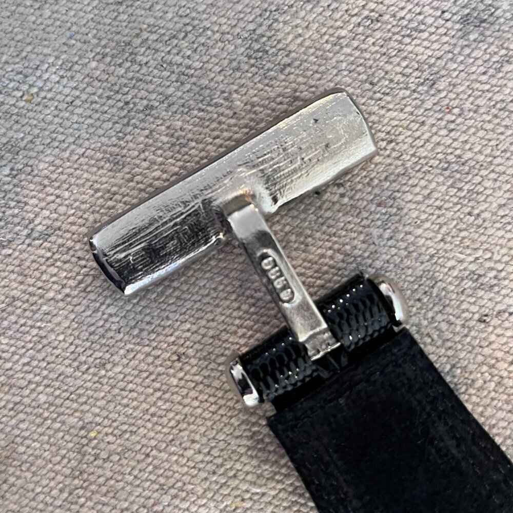 LEATHEROCK Woman's Black Gold-Silver Oval Toggle Belt Sz 34 - Picture 4 of 13